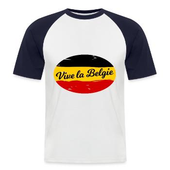 Long live Belgium - Men's Baseball T-Shirt - white/navy - Front - Nik (191cm)