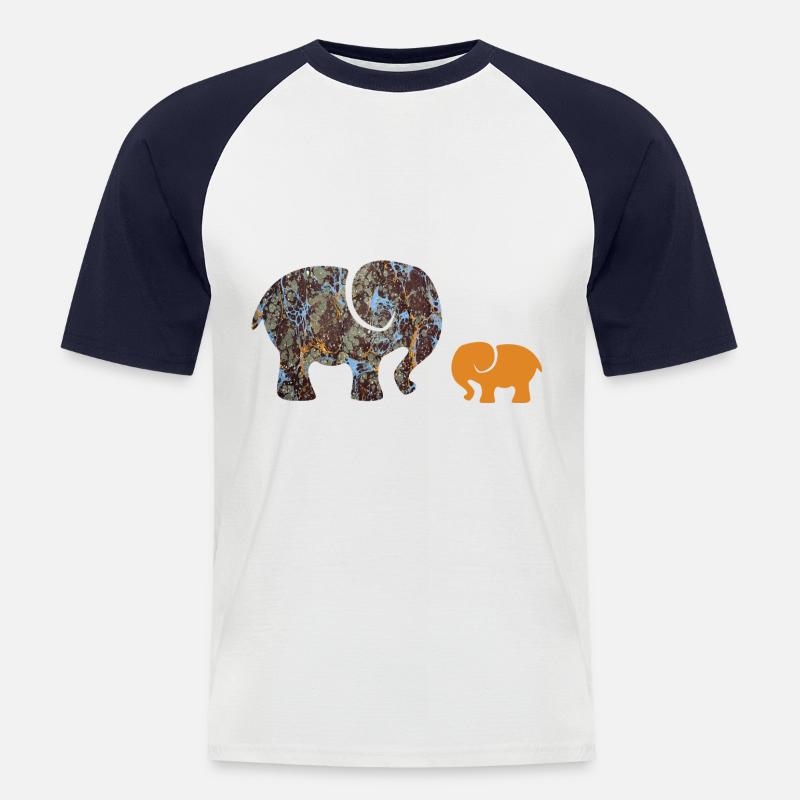 elefant e 85 - Männer Baseball-T-Shirt - Weiß/Navy