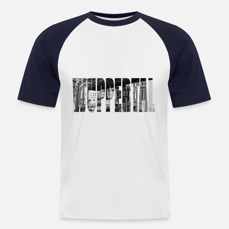 wuppertal schwebebahn - Männer Baseball-T-Shirt - Weiß/Navy