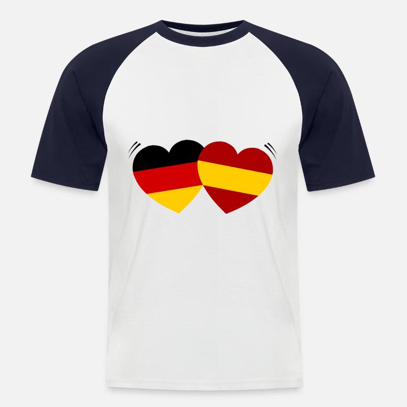 Ein spanisch deutsches Paar - Männer Baseball-T-Shirt - Weiß/Navy