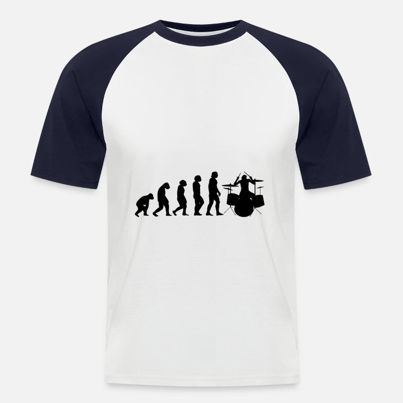 Schlagzeug Schlagzeuger Evolution II - Männer Baseball-T-Shirt - Weiß/Navy