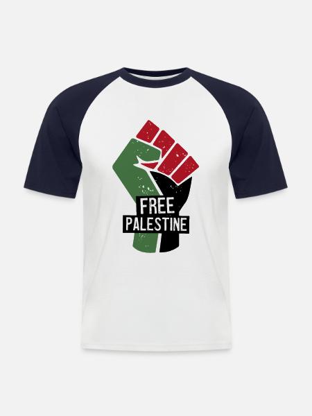 Palestina libera - Maglia da baseball a manica corta da uomo - bianco/navy