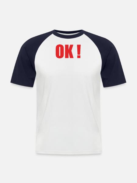 körperliche anwesenheit - Männer Baseball-T-Shirt - Weiß/Navy