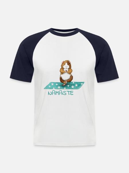 Yoga Namaste Cochon d'Inde - T-shirt baseball manches courtes Homme - blanc/marine