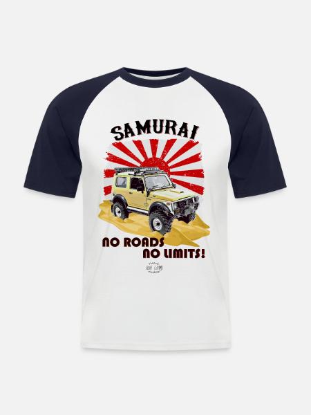 Samurai No roads no limits - Men's Baseball T-Shirt - white/navy