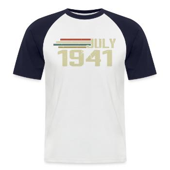 Birthday July 1941 Year 1941 July Year 1941 - Men's Baseball T-Shirt - white/navy - Front - Nik (191cm)