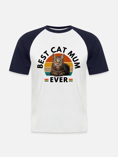 BEST CAT MUM EVER - Men's Baseball T-Shirt - white/navy