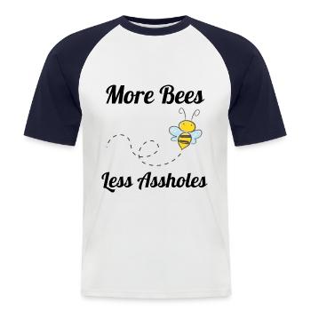Abeille sarcasme protection de l'environnement idée cadeau nature - T-shirt baseball manches courtes Homme - blanc/marine - Devant - Nik (191cm)