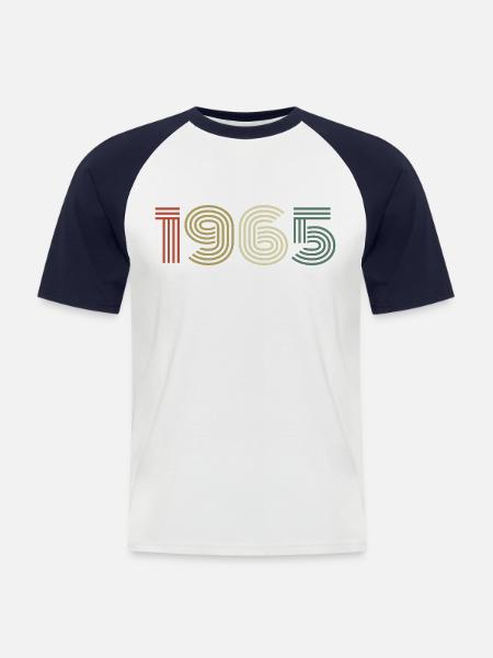 1965 Fødselsdag Vintage 1965 Gave 1965 - Kortærmet herre-baseballshirt - hvid/marineblå