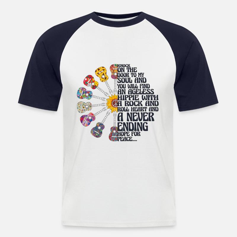 Hippie 2 - Männer Baseball-T-Shirt - Weiß/Navy