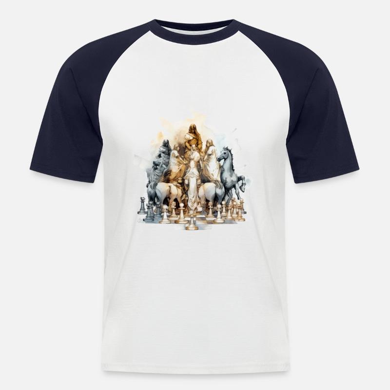 Die Venus des Schachs - Männer Baseball-T-Shirt - Weiß/Navy