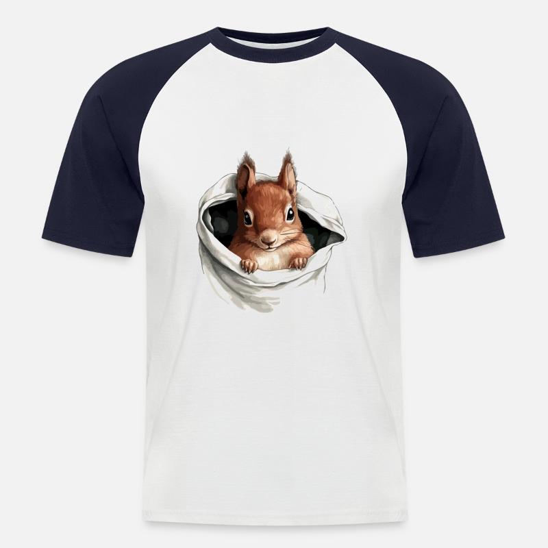Zoozi das Eichhörnchen - Männer Baseball-T-Shirt - Weiß/Navy