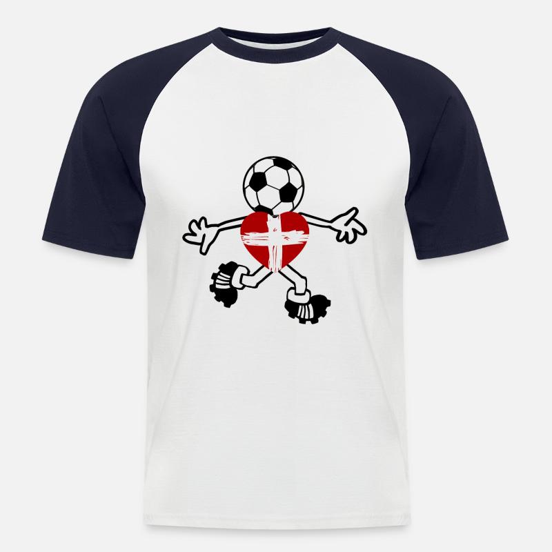 Der Schweizer Fußballer - Männer Baseball-T-Shirt - Weiß/Navy