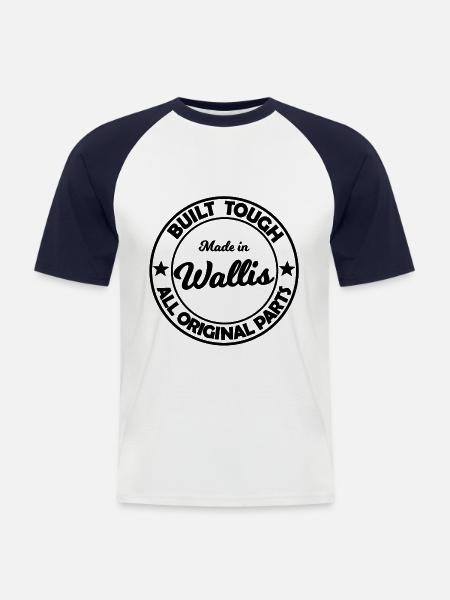 Made in Wallis - Männer Baseball-T-Shirt - Weiß/Navy