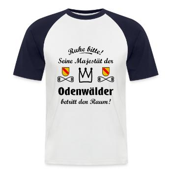 Der König aus dem Odenwald - Männer Baseball-T-Shirt - Weiß/Navy - Vorne - Nik (191cm)