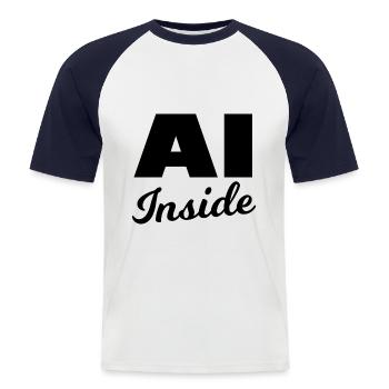 Die Cyber Profis - Männer Baseball-T-Shirt - Weiß/Navy - Vorne - Nik (191cm)