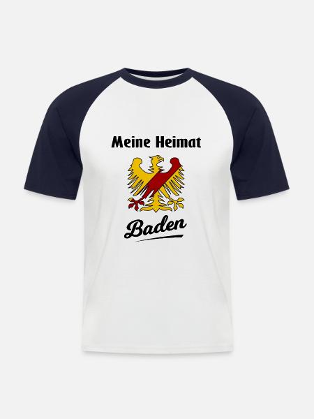 Zuhause im Badnerland - Männer Baseball-T-Shirt - Weiß/Navy