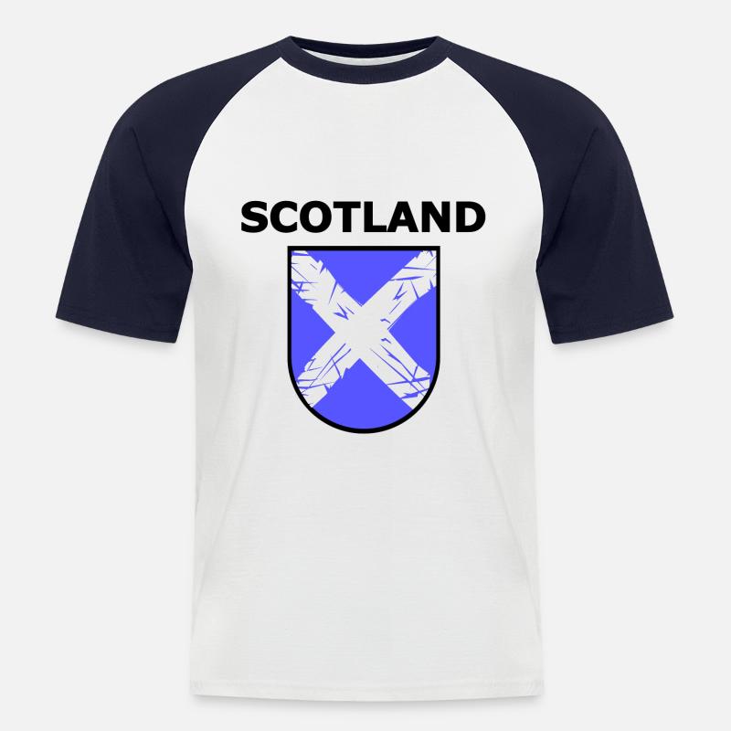 Das schöne Schottland - Männer Baseball-T-Shirt - Weiß/Navy