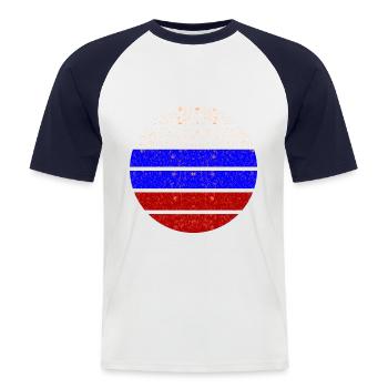 Zuhause in Rußland - Männer Baseball-T-Shirt - Weiß/Navy - Vorne - Nik (191cm)