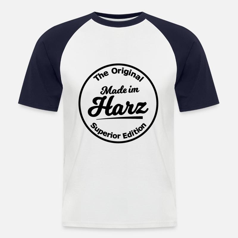 Die Heimat Harz - Männer Baseball-T-Shirt - Weiß/Navy