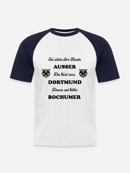 Bochum og Dortmund - Kortærmet herre-baseballshirt - hvid/marineblå