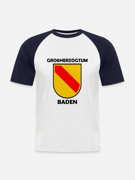 Die Heimat Badnerland - Männer Baseball-T-Shirt - Weiß/Navy