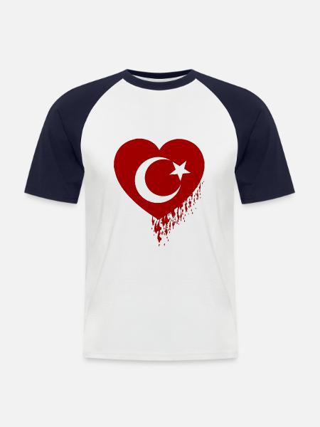 Bleeding Heart Turkey - Men's Baseball T-Shirt - white/navy