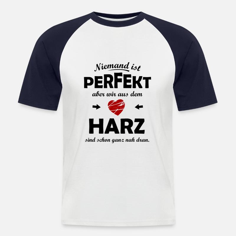Die Heimat im Harz - Männer Baseball-T-Shirt - Weiß/Navy