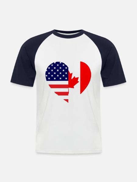L’amitié canado-américaine - T-shirt baseball manches courtes Homme - blanc/marine