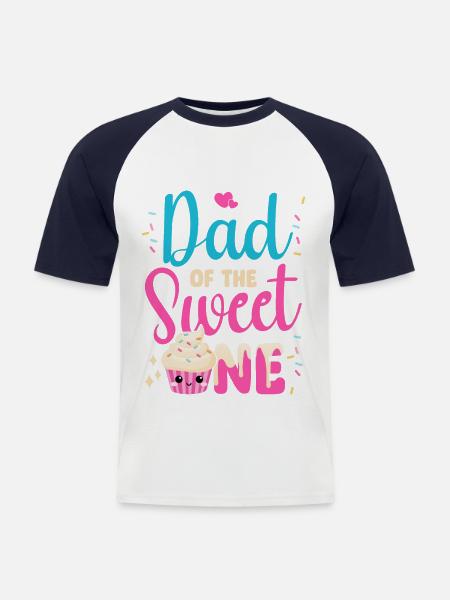 Papa de la douce - T-shirt baseball manches courtes Homme - blanc/marine