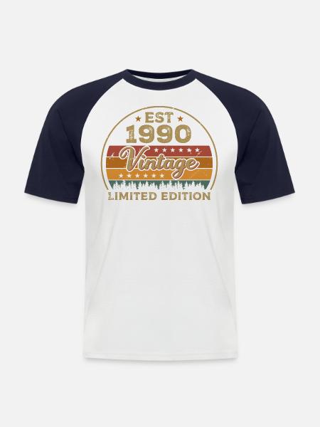 Legendary Since 1990 Birthday 1990 Vintage 1990 - Men's Baseball T-Shirt - white/navy