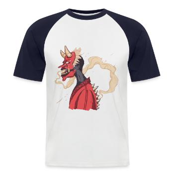 Kabuki monster - Men's Baseball T-Shirt - white/navy - Front - Nik (191cm)