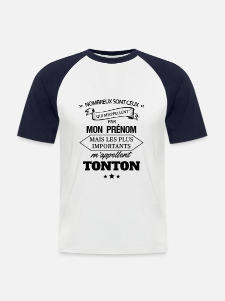 Prénom / tonton - T-shirt baseball manches courtes Homme - blanc/marine