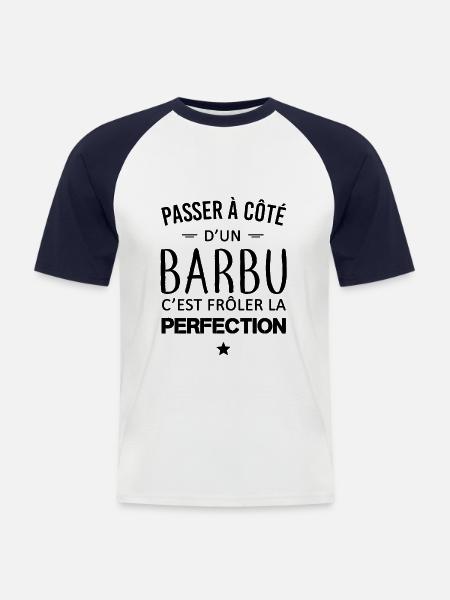 perfection-barbu - T-shirt baseball manches courtes Homme - blanc/marine
