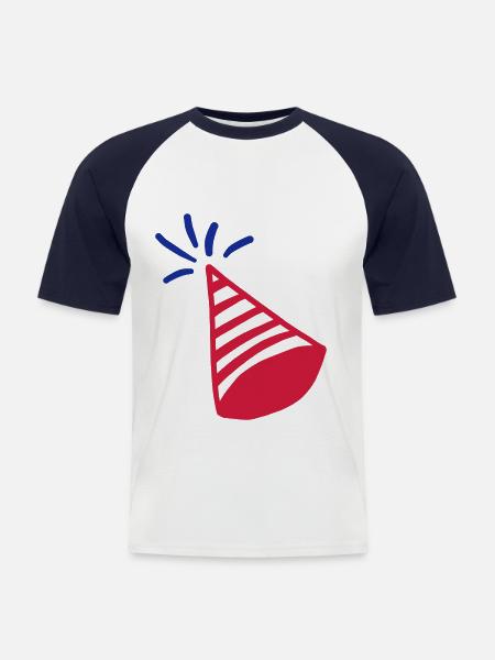 USA Party Hut - Männer Baseball-T-Shirt - Weiß/Navy