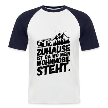 Camper Camping Campen Wohnmobil II - Männer Baseball-T-Shirt - Weiß/Navy - Vorne - Nik (191cm)