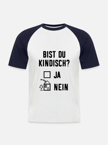 Kindisch Lustige Sprüche Witzig - Männer Baseball-T-Shirt - Weiß/Navy