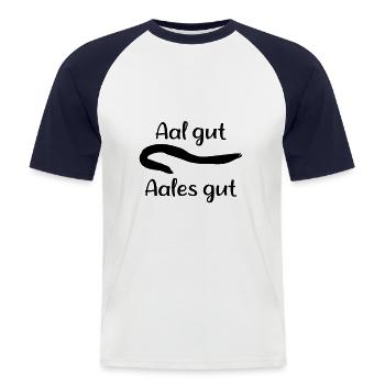 Aal Alles Gut Angeln - Männer Baseball-T-Shirt - Weiß/Navy - Vorne - Nik (191cm)