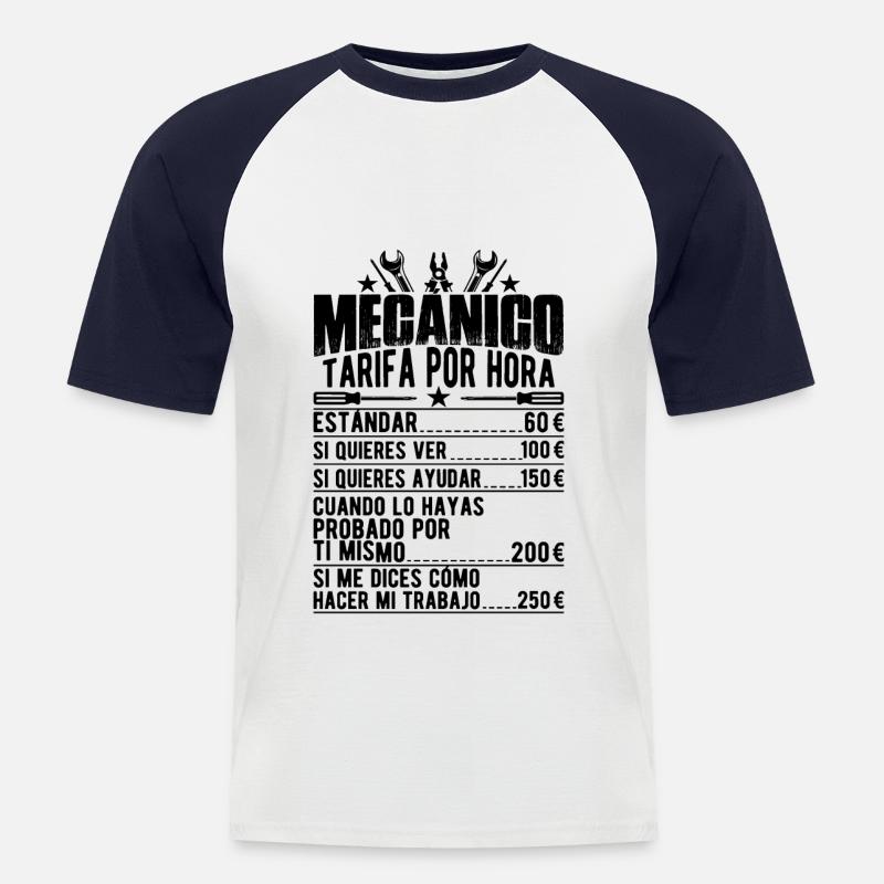Der Stundensatz eines Mechanikers - Männer Baseball-T-Shirt - Weiß/Navy