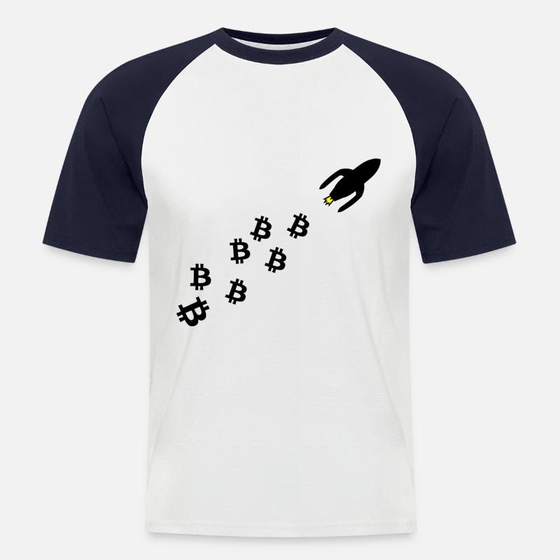 Die Bitcoin Reise - Männer Baseball-T-Shirt - Weiß/Navy