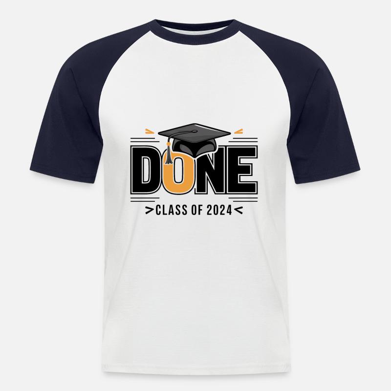 Abschlussklasse 2024 Abschlussfeier Schule - Männer Baseball-T-Shirt - Weiß/Navy
