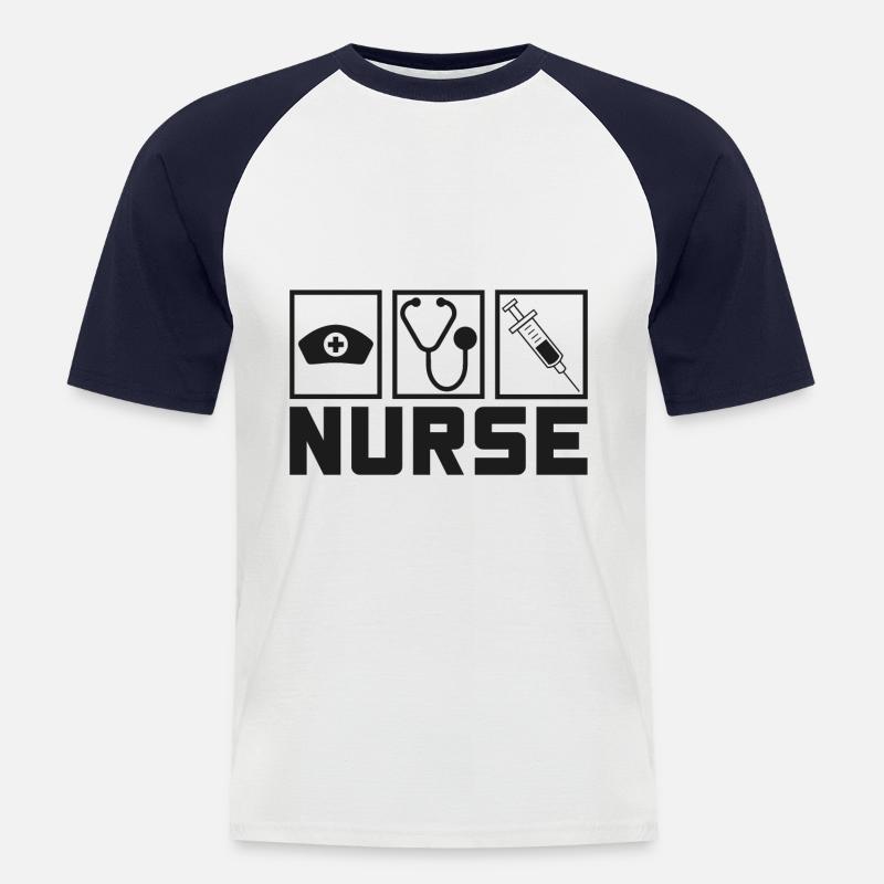 Nurse Krankenschwester Spruch Statement Beruf - Männer Baseball-T-Shirt - Weiß/Navy