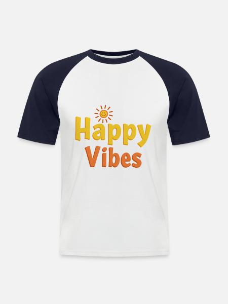 Ondes joyeuses - Soleil heureux - T-shirt baseball manches courtes Homme - blanc/marine