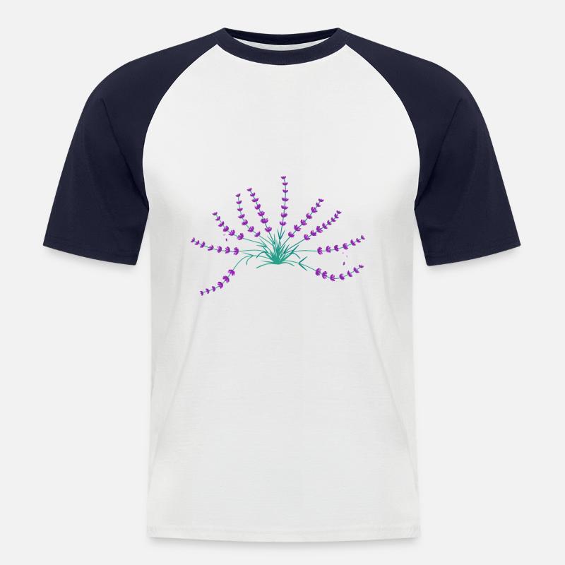 Lavendel - Männer Baseball-T-Shirt - Weiß/Navy
