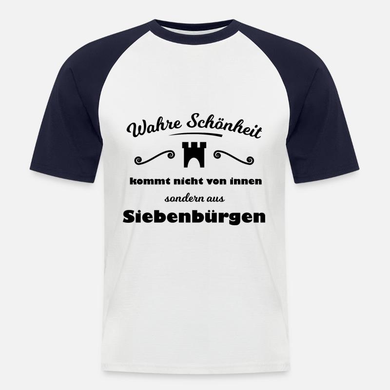 Die Rumänen aus Siebenbürgen - Männer Baseball-T-Shirt - Weiß/Navy