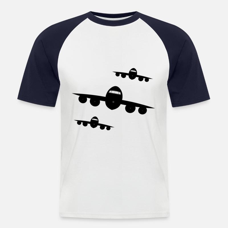 Jets im Anflug - Männer Baseball-T-Shirt - Weiß/Navy