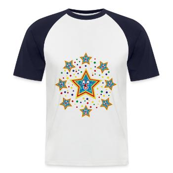 9.Faschings Sterne mit Konfetti. - Männer Baseball-T-Shirt - Weiß/Navy - Vorne - Nik (191cm)