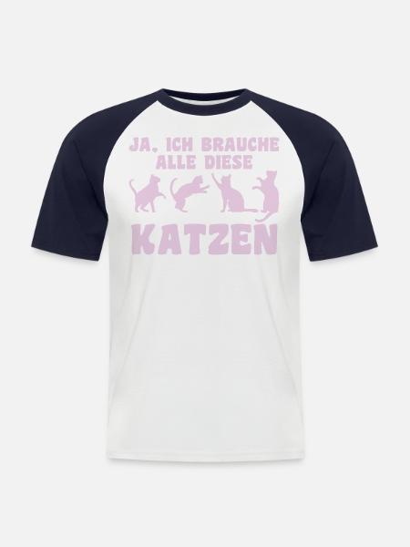 Cat Animal Cats Gift - Men's Baseball T-Shirt - white/navy