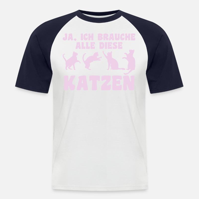 Katze Tier Katzen Geschenk - Männer Baseball-T-Shirt - Weiß/Navy