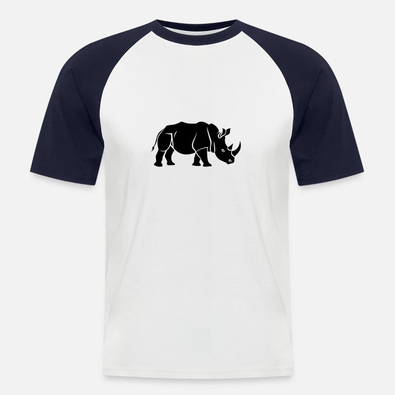 Nashorn - Männer Baseball-T-Shirt - Weiß/Navy